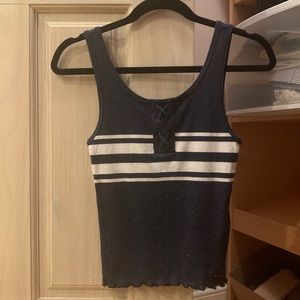 Hollister navy and white striped tank top